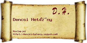 Dencsi Hetény névjegykártya
